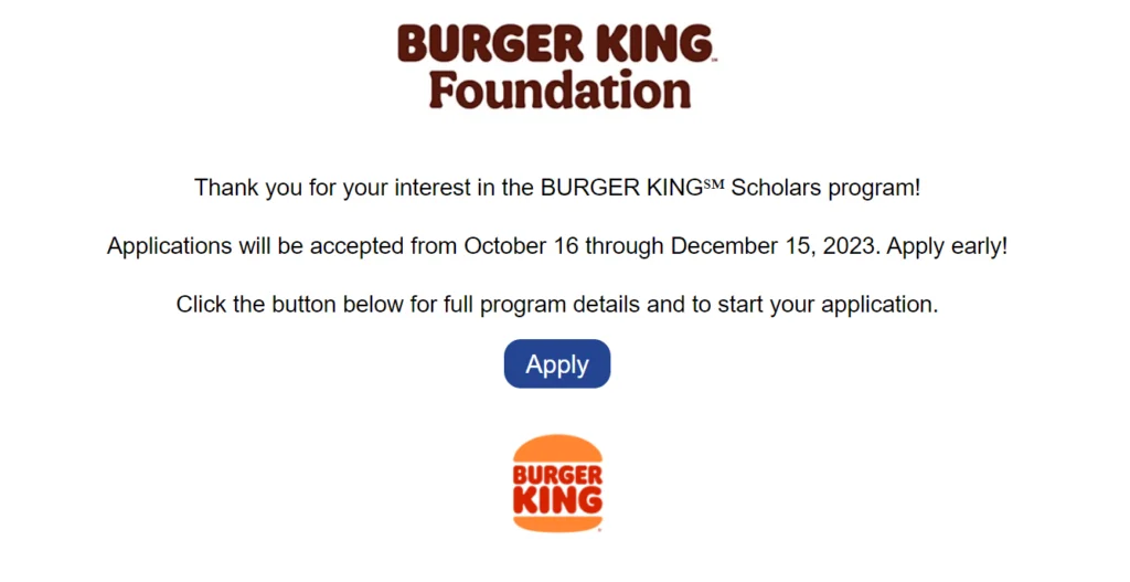 Burger King Scholarship 2024 Application Requirements And Winner List